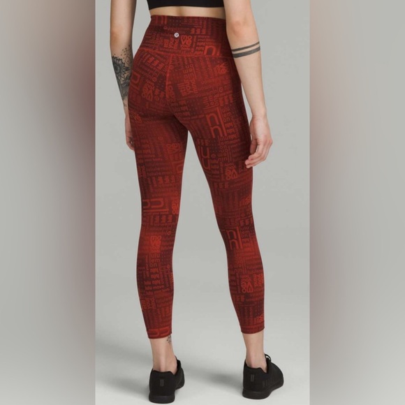Lululemon Wunder Train HR Tight 28” 2 Red Logo Ombre Leggings Full Length LLBR - Picture 1 of 9